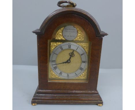 An arch top mantel clock, the dial marked Chas. Frodsham, Clockmaker to HM The King, 18cm 