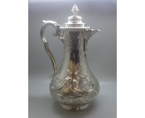 A Victorian silver coffee pot, Sheffield 1851, maker R&amp;H, 753g. This lot is offered for sale with non-transferable standa