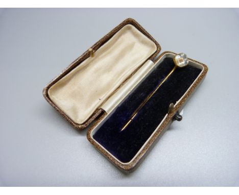 An early 18th Century crystal, converted to a stick pin 
