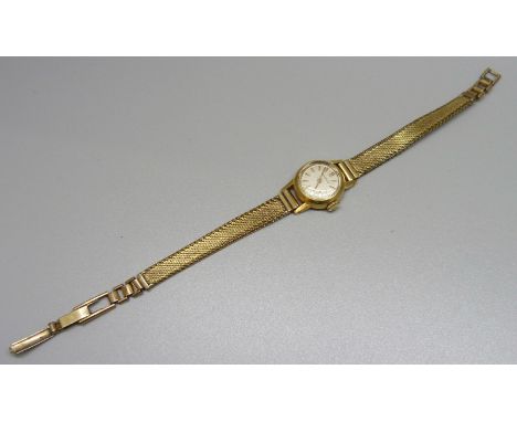 A lady's Jaeger-LeCoultre wristwatch on a plated bracelet strap 