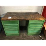 Wood Top Work Bench, 60" x 30" 12-Drawer Work Bench with Misc. Content (Loc. Parts Room)