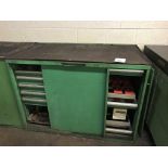 Wood Top Work Bench, 56" x 31" Work Bench with Taper Tool Holder Drawers and 6-Drawer Cabinet, Misc.