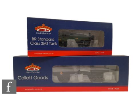 Two OO gauge Bachmann DCC Ready BR locomotives, 32-311 0-6-0 black Collett Goods 2259 and 31-976 2-6-T green Standard Class 3