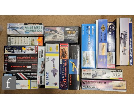 Eighteen 1:48 scale plastic model kits, all military aircraft, to include Roden, AZ Model, Modelcraft and similar, all boxed.