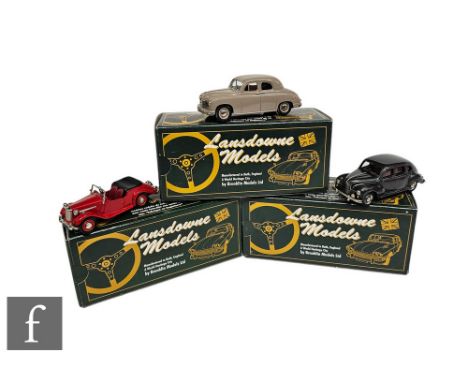 Three Landsdowne 1:43 scale model cars, LDM25 1954 Singer SM Roadster 4-seater Sports Tourer, LDM34 1952 Singer SM1500 Saloon