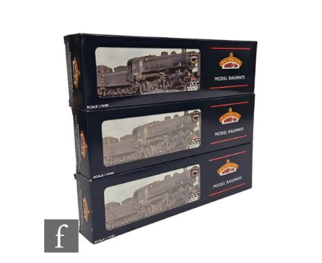 Three OO gauge Bachmann DCC Ready 2-6-0 Ivatt Class 4 locomotives, 32-576 BR black 43047, 32-575 LMS black 3001 and 32-579 BR