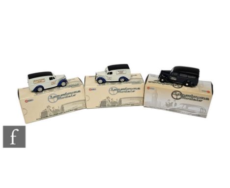 Three Landsdowne Models 1:43 scale models, all commercial vehicles, LDM98 Bedford Utilecon Loudspeaker in dark blue Moore and