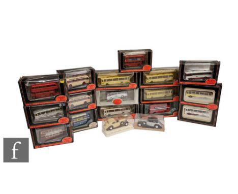 Fifteen EFE diecast model buses, together with two Solido models, boxed. 