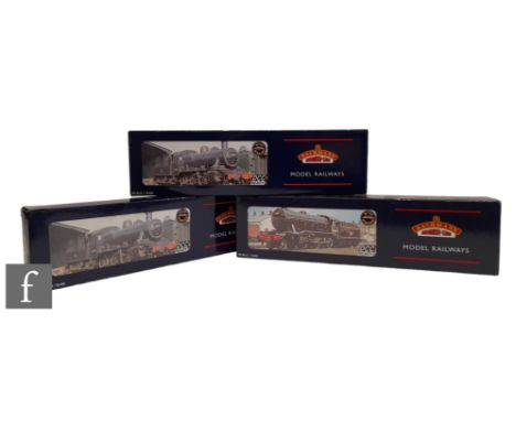 Three OO gauge Bachmann DCC Ready locomotives, 32-825 2-6-0 BR green Ivatt Class 2MT 46521, 32-827 2-6-0 LMS black Ivatt Clas