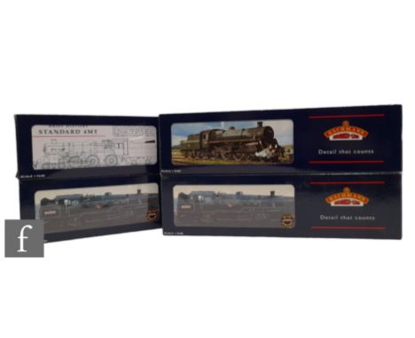 Four OO gauge Bachmann 2-6-4T BR Standard Class 4MT locomotives, 32-350 80061, 31-105A 75075, 32-351 80097 and 31-106A 75003,