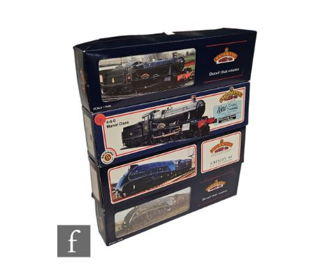 Four OO gauge Bachmann BR green locomotives, 31-776 4-6-0 Modified Hall Class 'Mere Hall', 31-301 4-6-0 Manor Class 'Dinmore 