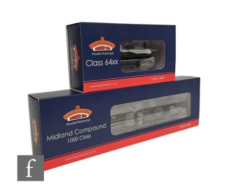 Two OO gauge Bachmann DCC Ready BR locomotives, 31-933 4-4-0 black Midland Compound 1000 Class 41157 and 31-637 0-6-0PT green