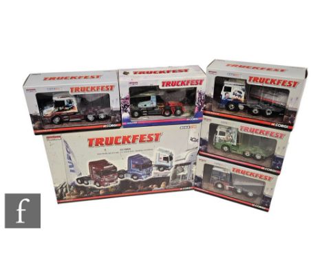 A collection of Corgi Truckfest 1:50 scale diecast models, CC15004 Iveco Stralis Set of 3 JS Cook and Sons, CC15203 MAN TGX X