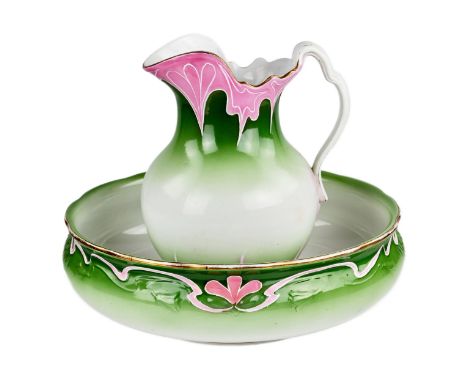  Faience device for washing from the Riga factory of the partnership of M.S. Kuznetsov, in the Art Nouveau style. It consists