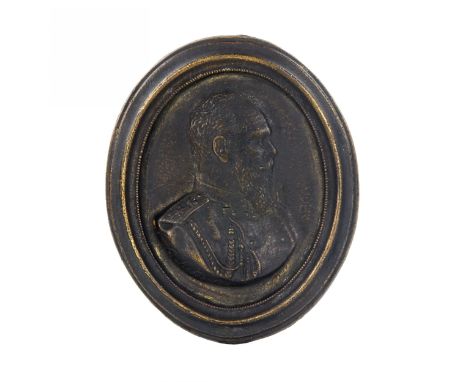 Chamber wall medallion of Alexander III, cast by N. Stolbikov, Kasli iron foundry in 1906. Made in the high style of a sculpt