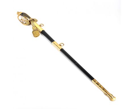 Finnish naval officer`s parade saber. The second quarter is the middle of the 20th century. The handle is made of gilded bras