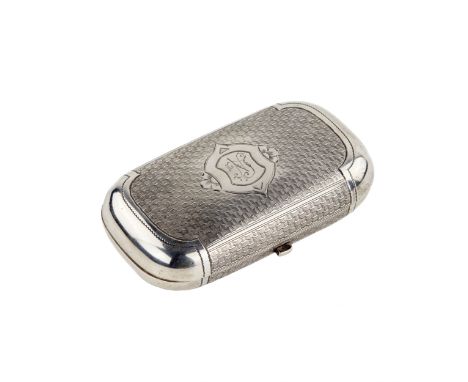  Russian, silver cigarette case of the last quarter of the 19th century. Rectangular, with rounded sides, a cigarette case wi