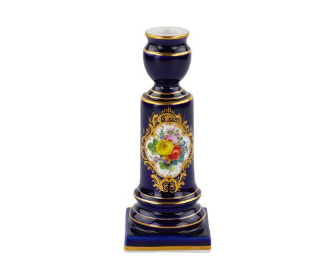 Small candlestick from the Meissen Porcelain Manufactory. A small candlestick in the form of a column, cylindrical in shape, 