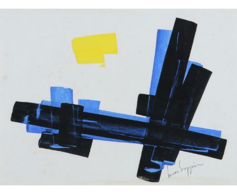 Lucas Suppin (Austrian, 1911-1998) Abstract composition signed (lower right) gouache 32.5cm x 41.5cm.
