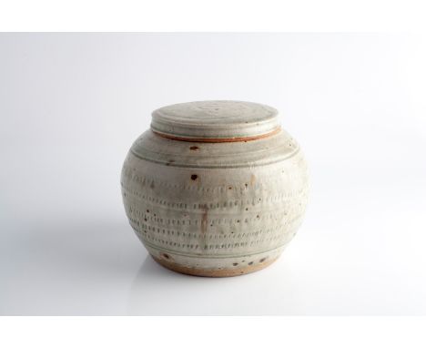 Phil Rogers (British, b.1951) Ginger jar and cover celadon glaze impressed potter's seal 13.5cm high.