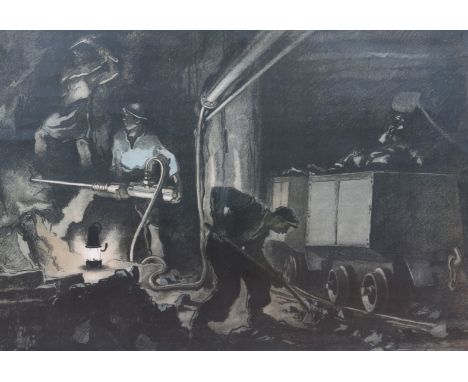 Josef Danilowatz (Austrian, 1877-1945) The miners chromo-lithograph 62.5cm x 89cm.