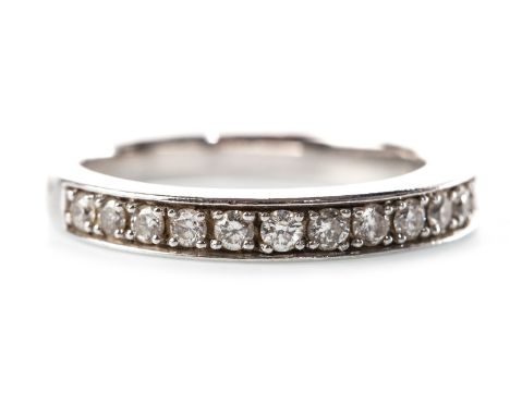 PLATINUM DIAMOND SET BAND, set with round brilliant cut diamonds totalling approximately 0.44 carats, in platinum, size K, 5.