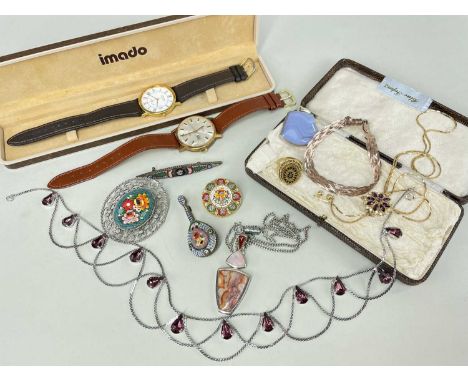 ASSORTED JEWELLERY & WATCHES comprising Montine DayDate wristwatch, boxed Imado gents wristwatch, costume pendant set with se