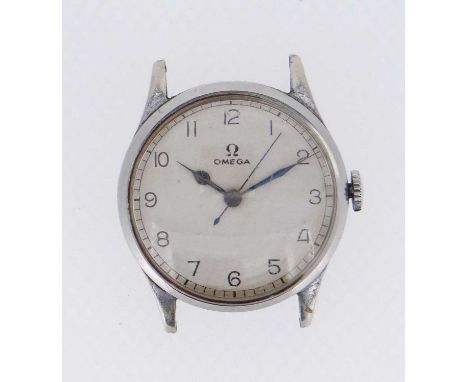 OMEGA STAINLESS STEEL & ALLOY MULITARY ISSUE WATCH HEAD, c. 1943, ser. no. 995***4, 16J cal. 30T2SC manual wind movement, ara
