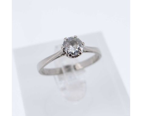 18CT WHITE GOLD DIAMOND SOLITAIRE RING, the illusion set single stone measuring 0.4cts approx., ring size P, 2.7gmsProvenance