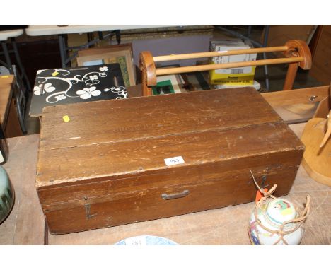 A wooden binocular Ross of London storage box with military mark 
