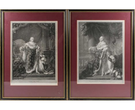 After Pierre Audoin (1768-1822) French, portrait of Louis XVIII, 'Louis Dix Huit', engraving, 54 cm x 39.5 cm, together with 