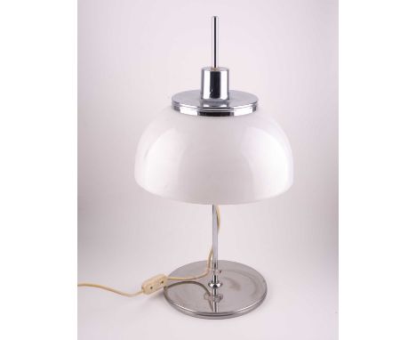 A Harvey Guzzini chrome and plastic table lamp, with adjustable shade