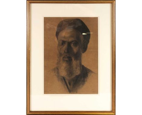 Early 20th century Continental school, a head and shoulders portrait of an elderly man, charcoal on paper, indistinctly signe