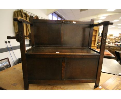 1920s oak hall bench