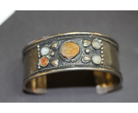 White metal stone set bangle