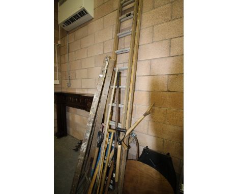 Bundle of garden tools including anvil