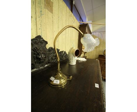 Brass Adjustable Desk Lamp &amp; Vaseline Shade
