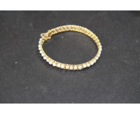 Saudi gold &amp; pearl bangle 13grams