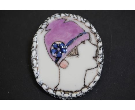 Art Pottery Ceramic brooch - 1920s profile