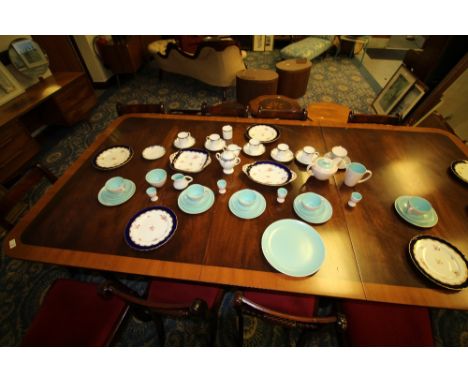 Poole pottery tan/green tea service, Wedgwood chartley part coffee service and some Coalport
