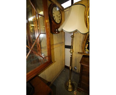 Brass standard lamp and shade