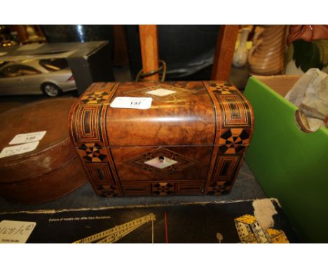 Victorian parquetry tea caddy