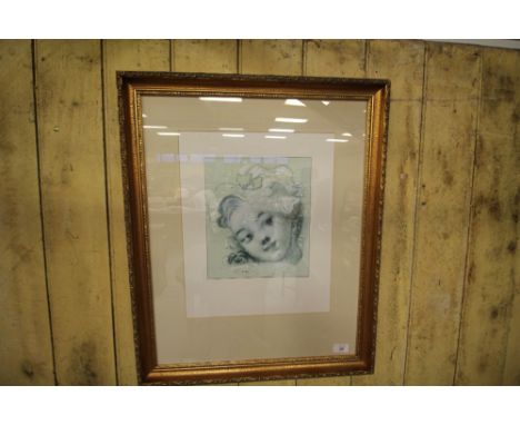 Angel portrait print in gilt frame
