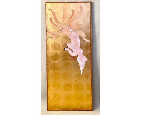 WALL PANEL, Oriental style gilt with bird of paradise decoration, 140cm H x 52cm. 