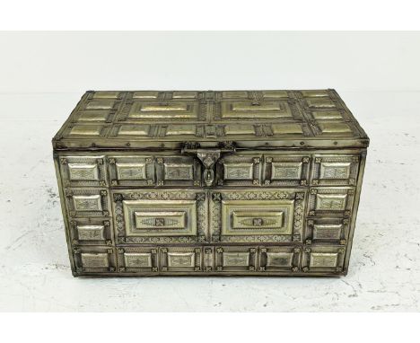 TRUNK, Moroccan silvered metal, 36cm H x 65cm x 32cm. 
