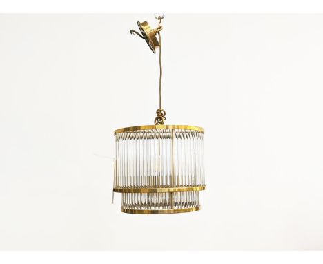 VAUGHAN RIPPON CEILING LIGHT, brass with glass rods, 25cm H x 29cm W. 