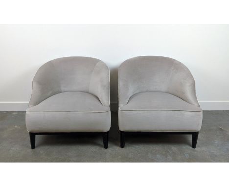 BESPOKE SOFA LONDON ARMCHAIRS, a pair, in neutral upholstery with patterned backs, 74cm H x 78cm W x 85cm D. (2) 