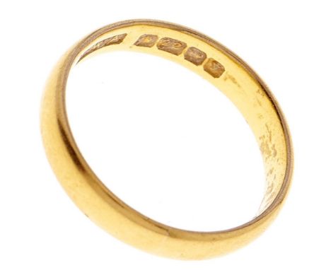 A 22ct gold wedding ring, Birmingham 1923, 3.9g, size M  Wear consistent with age