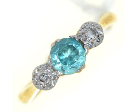 A three stone diamond and zircon ring, in gold marked 18ct PLAT, 3g, size O  enquiries@retfordlifemagazine.com