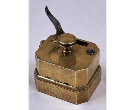 A brass scarificator J &amp; J Arnold's, 35 Smithfield&nbsp; London,&nbsp; the octagonal brass block shooting twelve blades f